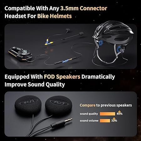 Fodsports FX8 Pro Motorcycle Bluetooth Headset,10 Riders